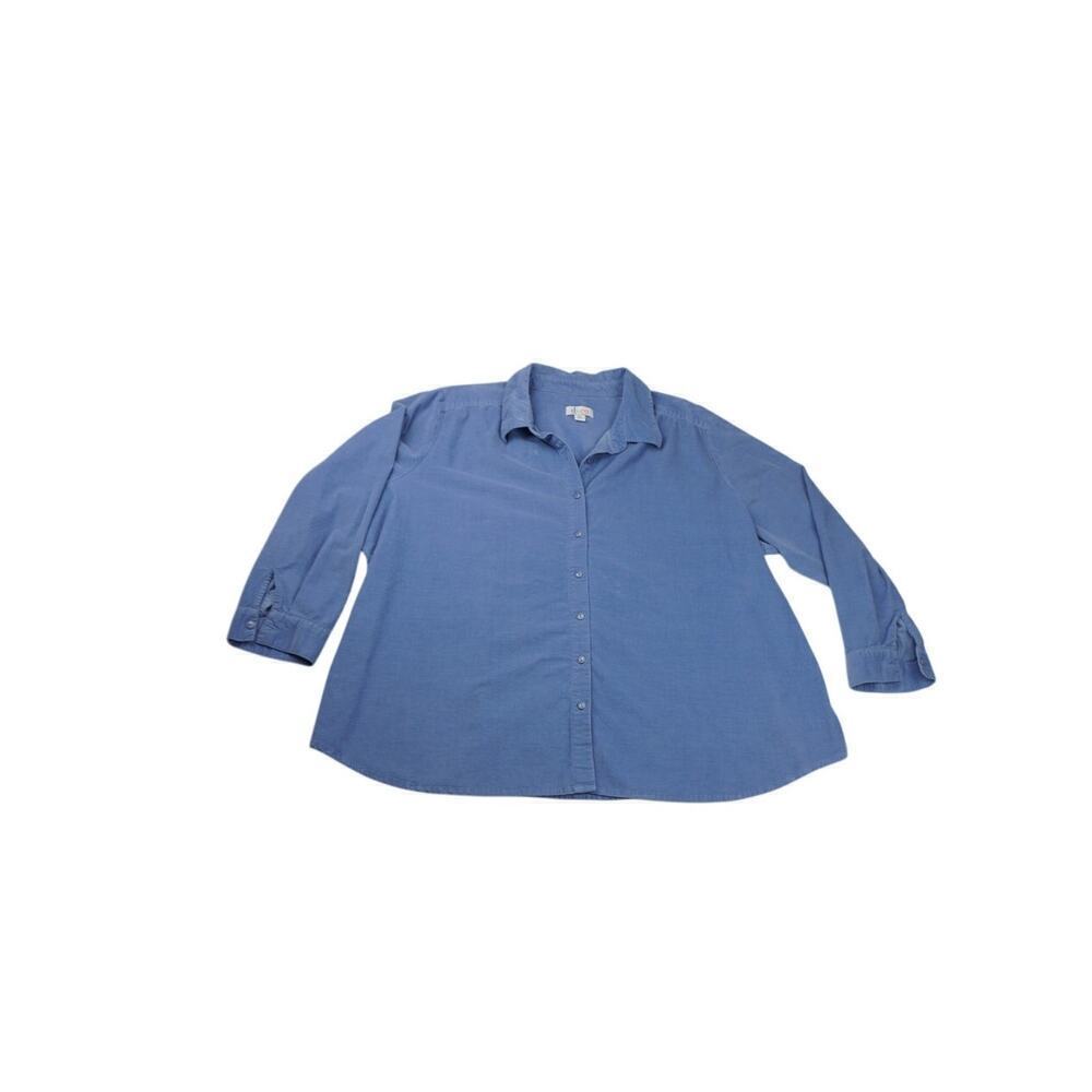 Women's D&Co. Blue Cotton Button-Up Shirt - Size 2X